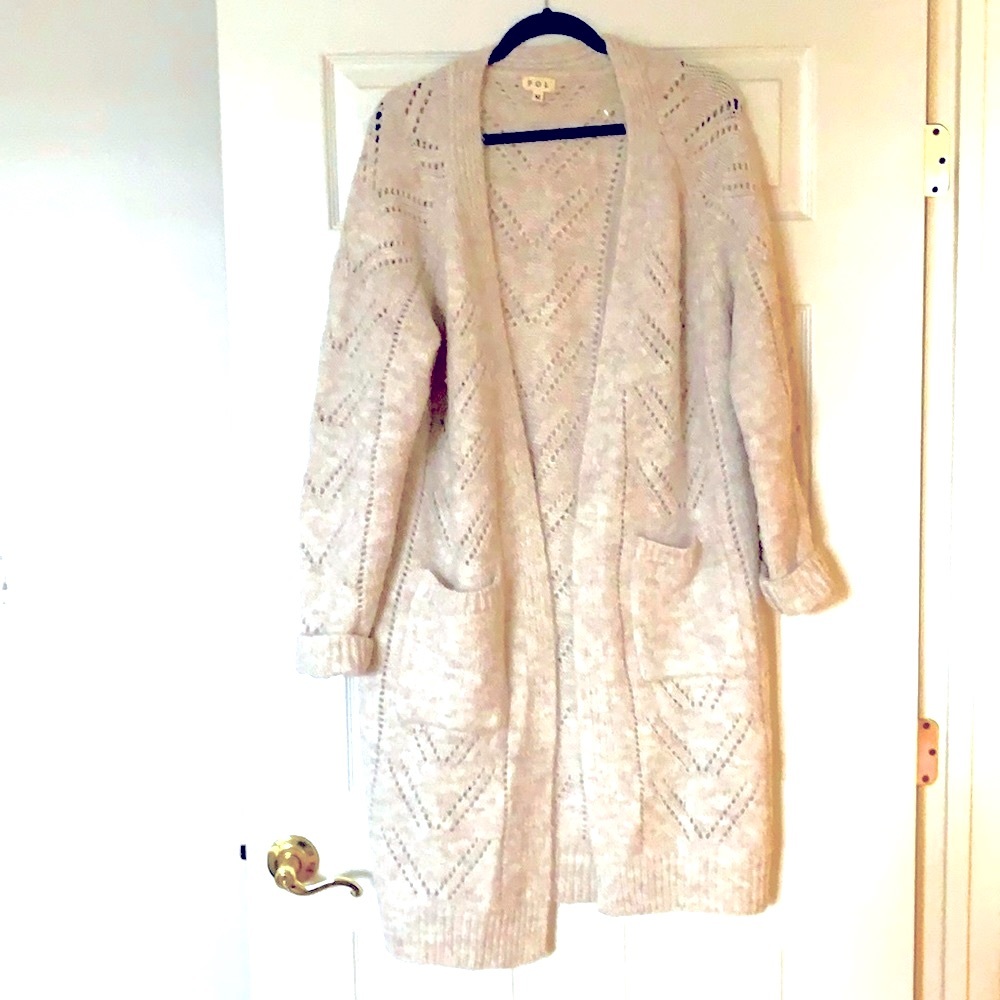 Oversized long wool cardigan